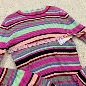 BP Nordstrom pink striped light weight frill sweater thumbnail 4