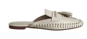 Womens Cream Woven Flat Mules with Tassel Detail Size 40 US 9 thumbnail 1
