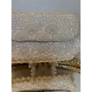 Glamorous White Beaded Sequin Clutch Evening Bag Formal Purse Fine Arts Bag thumbnail 3