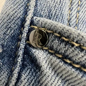 Risen High Rise Crossover Straight Leg Distressed Jeans Light Wash Size 7/28 thumbnail 8