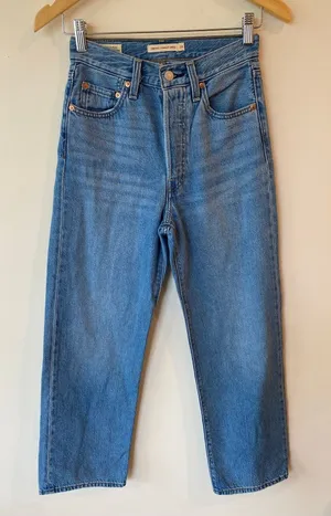 Levi's Premium Ribcage Straight Jeans Women's 24 Blue Denim western classic thumbnail 1