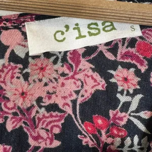 NWT C'isa Floral Print Mini Dress Black Boho Bell Sleeve Crochet Trim Size S thumbnail 5