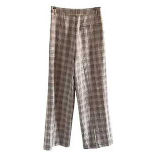Lioness Mulholland Plaid Wide Leg Pants Beige High Rise Trouser XS thumbnail 7