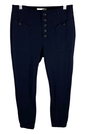 Anthropologie Navy Blue High Rise Button Fly Utility Slim Pants‎ Womens Size 4 thumbnail 1