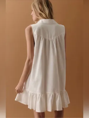 Pilcro Sleeveless V-Neck Linen Blend Flounce Mini Dress thumbnail 2