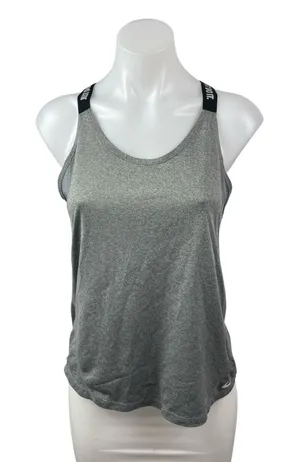 Nike Dri Fit Women's Gray Crossback Running Yoga Workout Athletic Tank Top Sz M thumbnail 1