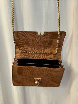 ASOS Brown Faux Leather/Crocodile Crossbody Bag with Gold Chain Strap thumbnail 5