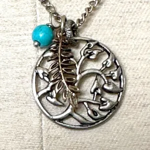 Silver tone tree charm pendant necklace thumbnail 3