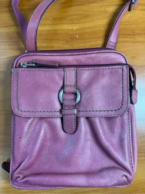 Vintage‎ Y2K Fossil Pebbled Leather Pink Violet Crossbody Purse Bag Adjustable thumbnail 2