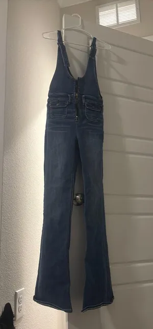 American Eagle Super stretch Flare Overalls thumbnail 7
