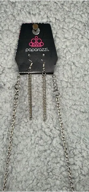 Paparazzi Gunmetal Crescent Fringe Zoo Zone Necklace Set Boho Bling Y2K Classic‎ thumbnail 1