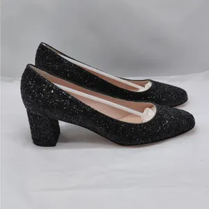 $238 Kate Spade Womens Heels Size 7M Black Glitter Pumps Wedding Party Holiday thumbnail 2
