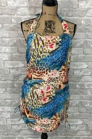 Reclaimed Vintage Mixed Print Halter Swim Dress thumbnail 1