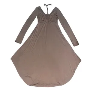 Sozy Soft Sarah Midi Dress Long Sleeve Ruched Bust‎ Thumbholes Brown Small thumbnail 3