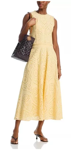 Boutique Butter Yellow Eyelet Top and Skirt Set thumbnail 1