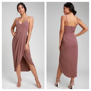 NWT Lulus Reinette Mauve Purple Corset Slip Midi Dress Small Cocktail Wedding thumbnail 2