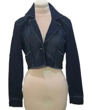 Baby Phat Vintage Tailored Cropped Denim Jacket w/ Embroidery & Scallop Hem thumbnail 1