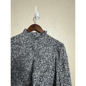 Maje Lilanaise Floral Sheer Ruffle Neck Long Sleeve Top Size 2 US Medium thumbnail 6