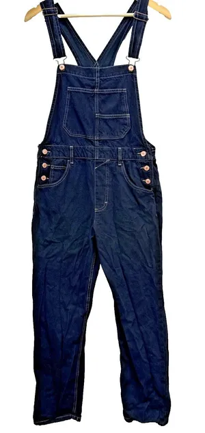 We the Free People Ziggy Denim Straight Leg Overall Size S Dark Wash Pure Cotton thumbnail 1