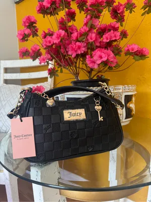 Juicy Couture Black Checker-Print Shoulder Bag with Gold Hardware thumbnail 5