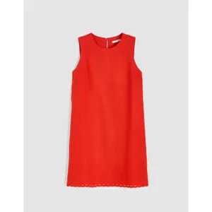 Madewell Mini Shift Dress in 100% Linen A Line Embroidered Hem Wild Poppy M thumbnail 6