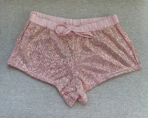 Victoria's Secret Sequin Pajama Shorts Small Pink Iridescent Glam Coquette thumbnail 1
