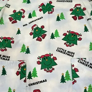 Vintage Little Miss Mr. Christmas Scrub Top Women’s Medium thumbnail 3