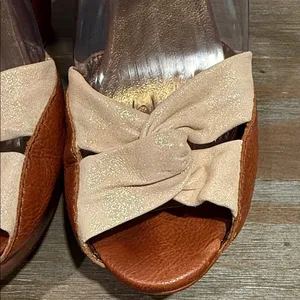 Cynthia Vincent Leather Wedge Sandals Size 9 Brown Knot Peep Toe Boho Chic thumbnail 9