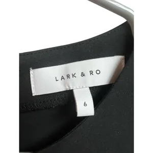 Lark & Ro Women's Puff Sleeve Split Neck Belted Crop Length Jumpsuit Black 6 thumbnail 4