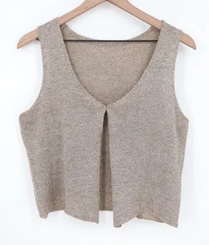 Cardigan Vest Womens L Barge Tight Knitted Cotton V-Neck Wide Strap Streetwear thumbnail 1