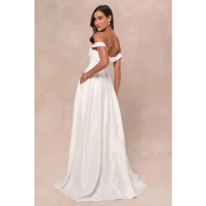 NWT Lulus Extraordinary Vow White Off-the-Shoulder Maxi Dress with Pockets Sz M thumbnail 3