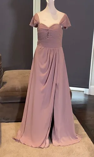 Women’s Full Length Chiffon Bridesmaid Party Prom Dress Leg Slit Size 10 thumbnail 1