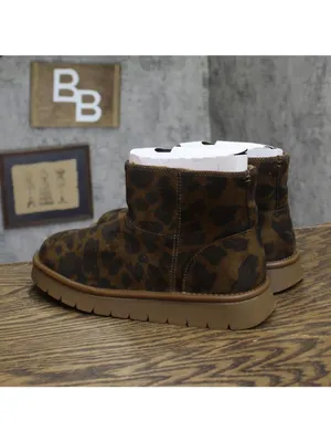 NEW Universal Thread Womens May Faux Microsuede Boots 94642660 Leopard Brown 7M thumbnail 3