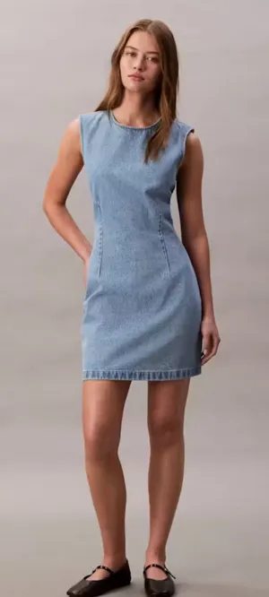 NWT Calvin Klein Denim Cap Sleeve Mini Dress thumbnail 1