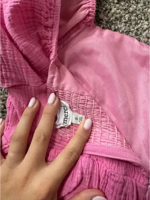 &merci Pink Gauze Bubble Sleeve Romper/Dress thumbnail 3