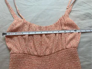 Abercrombie & Fitch Smocked Floral Mini Dress Peach Size S Ruffle Hem thumbnail 6