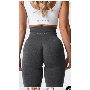 NVGTN Grey Seamless High Waist Contour Leggings Size S Gym Workout Yoga Pants thumbnail 2