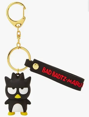 Sanrio Black and Gold Badtz-Maru Key Chain thumbnail 1
