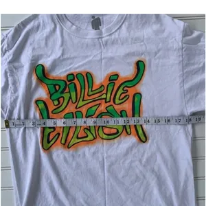 Billie Eilish T-Shirt Size M White Graffiti Logo 2019‎ Tour Merch Graphic Tee thumbnail 3
