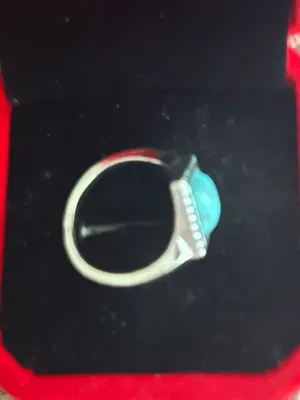 Women’s Stainless Steel Silver Aztec Faux Turquoise Embellished Ring Size 6 thumbnail 2