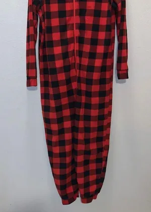 Holiday home red plaid winter matching one piece pajamas thumbnail 3