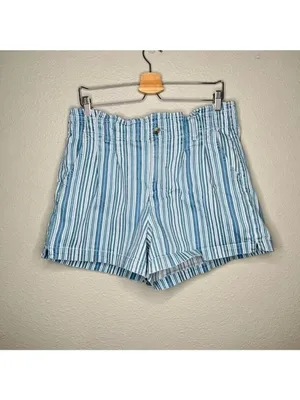American Eagle Outfitters Womens Mom Shorts Size 14 Blue/White Striped nautical thumbnail 2