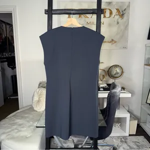 ZARA Dark Slate Grey Cap Sleeve Mini Dress Womens Medium Minimalist Career Chic thumbnail 8