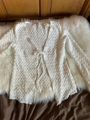 Princess Polly Swain knit open tie White Textured Tie Front Long Sleeve Knit Top thumbnail 7