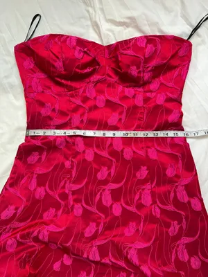 Bebe Fuchsia Pink Floral Jacquard Strapless High-Low Prom Formal Dress Size 10 thumbnail 7