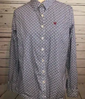 Ariat Real Western M Shirt Long‎ Sleeve Button front fitted Plaid thumbnail 1