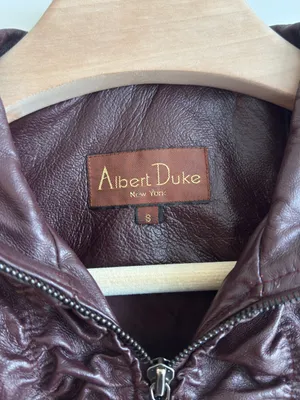 Vintage Albert Duke New York Genuine Leather Ruched Jacket Burgundy Cropped S thumbnail 2