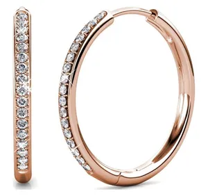 Cate & Chloe Bianca 18k Rose Gold Plated Crystal Silver Hoop Earrings thumbnail 1