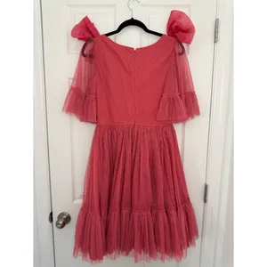 Ivy City Co Serine Dress Women’s Size Small Pink Ruffle Tiered Bows Sweetheart thumbnail 3