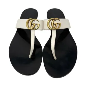 Gucci Marmont GG Thong Sandals Mystic White Flat Slide Flip Flops EU Size 39.5 thumbnail 1